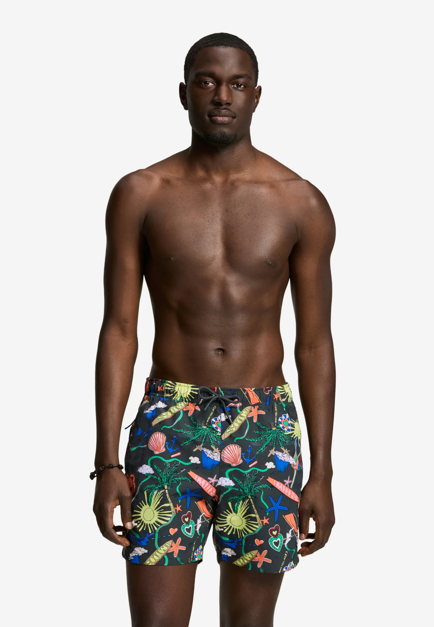 A-Dam x TSB - Nate Quick Dry swim shorts | black with print - Image 2