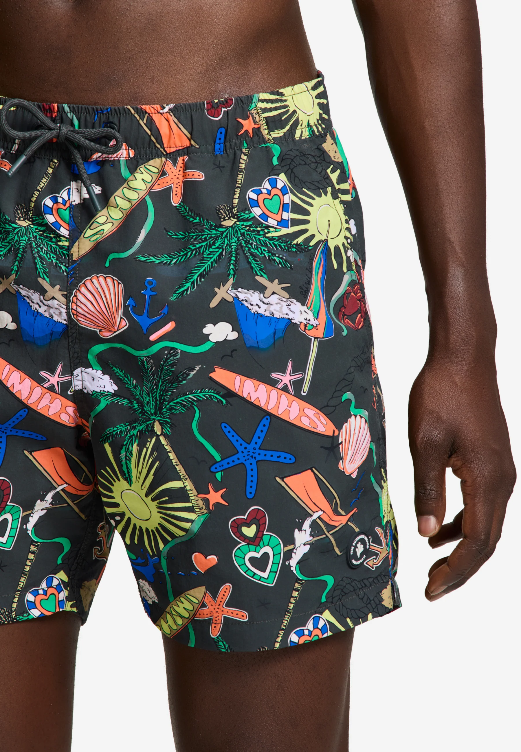 A-Dam x TSB - Nate Quick Dry swim shorts | black with print - Image 3