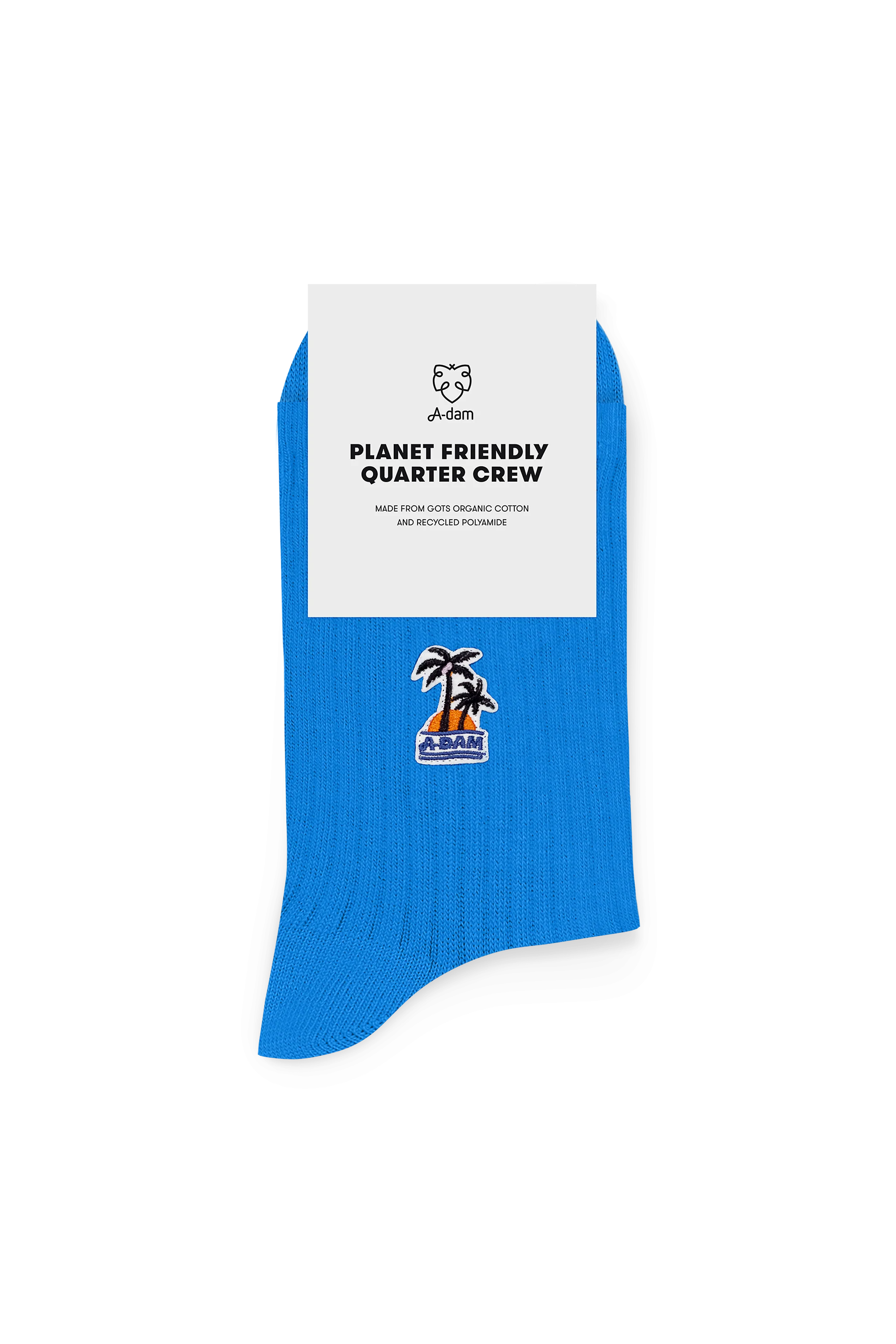 Blue Palmtree Patch Quarter Crew Socks - Image 2