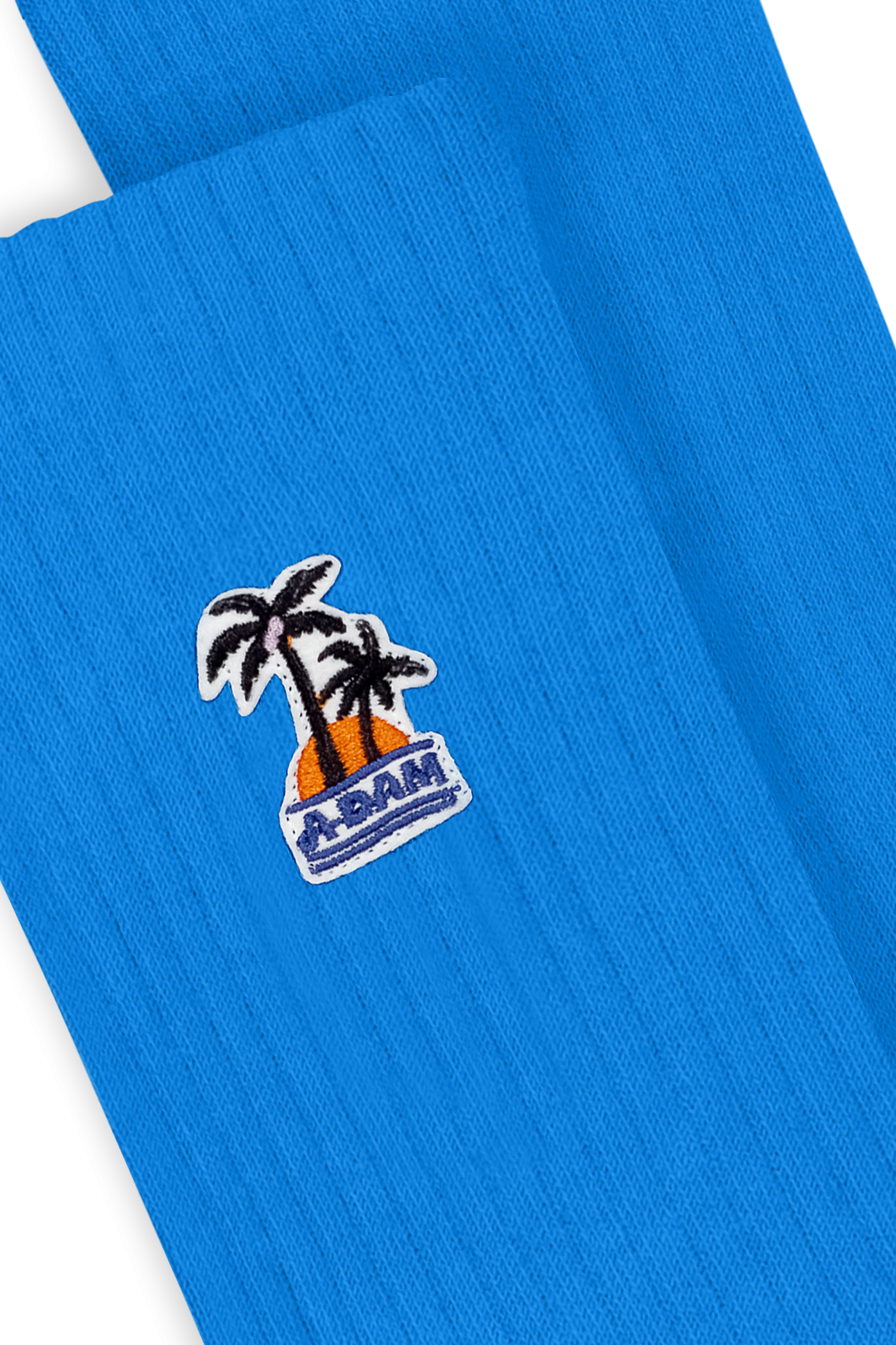 Blue Palmtree Patch Quarter Crew Socks - Image 4