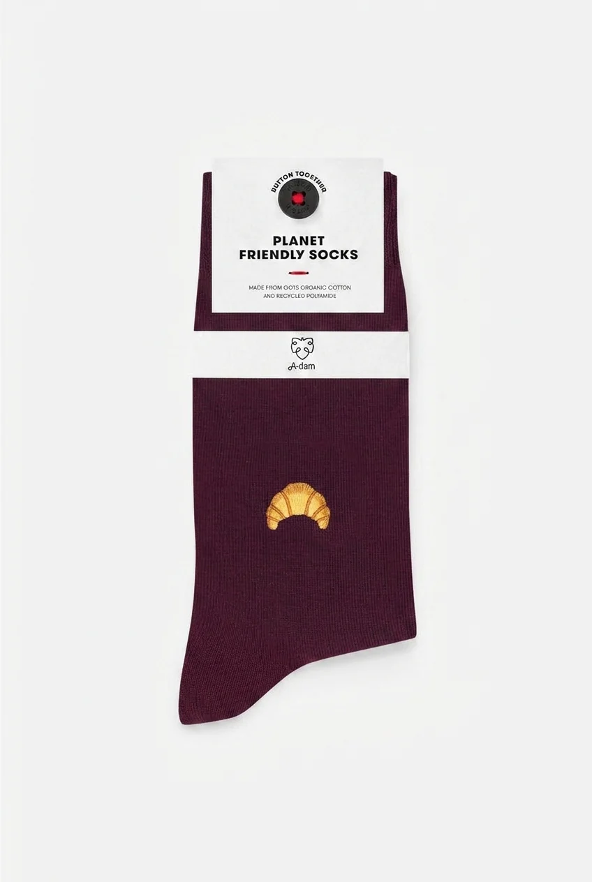 Casual Socks Croissant Burgundy - Image 3
