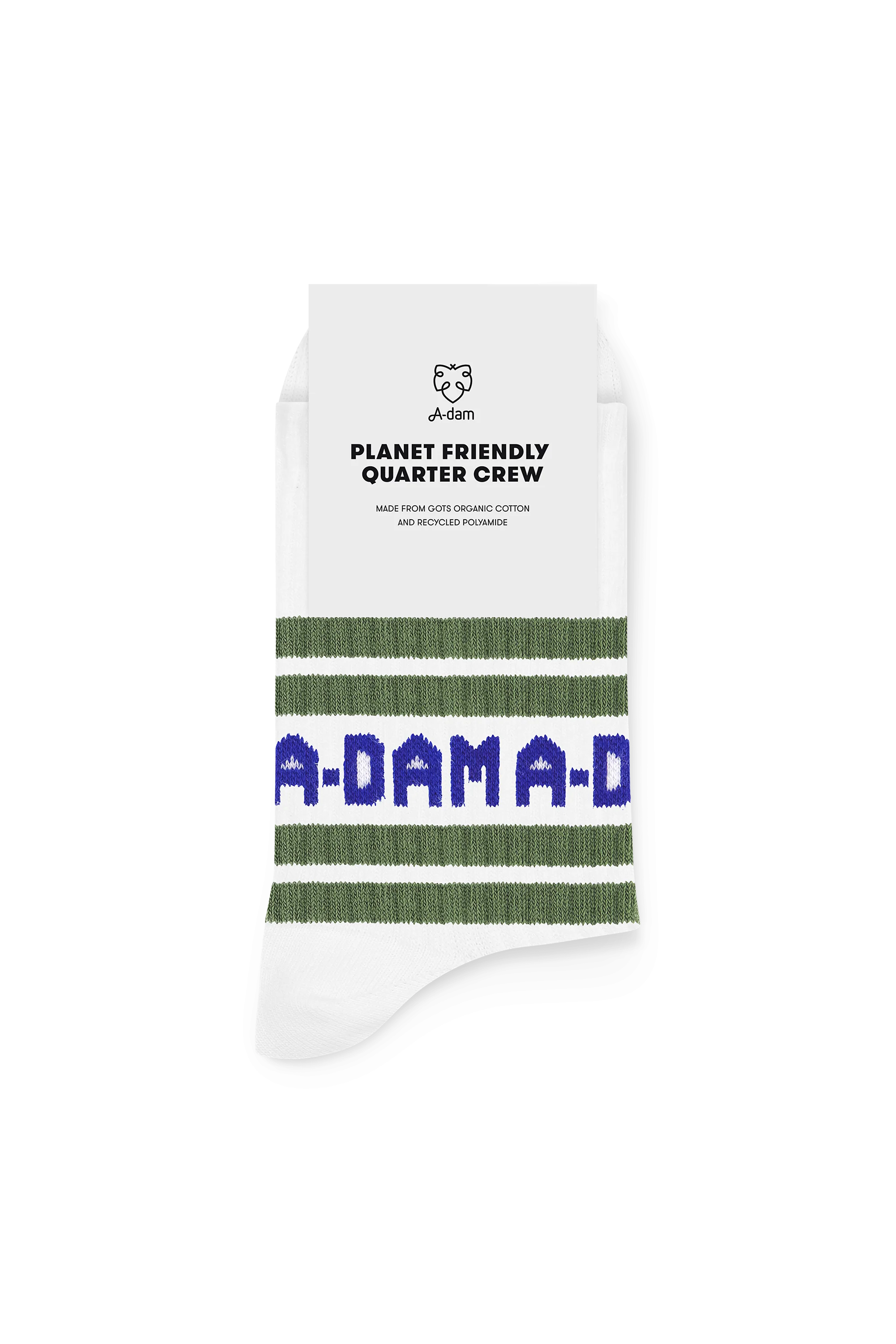 White A-dam Striped Quarter Crew Socks - Image 4
